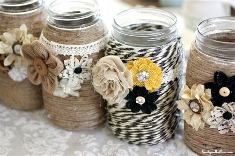 Diy Embellished Glass Mason Jars Jen Schmidt Diy Tarro Botes De Conservas Artesanías De Frasco