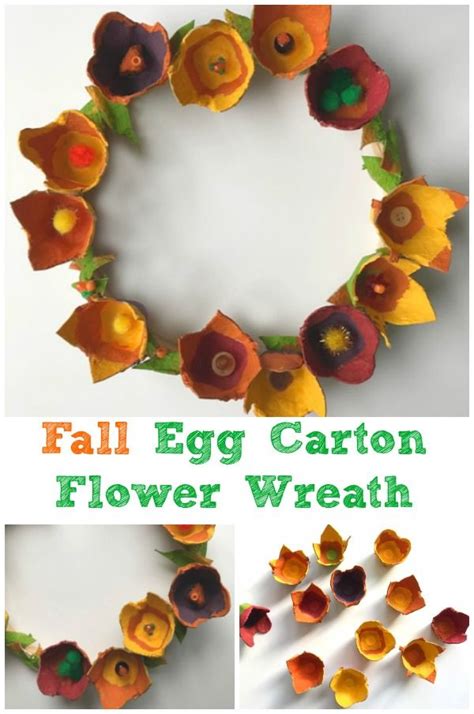 How To Make A Lovely Fall Egg Carton Flower Wreath Egg Carton Crafts