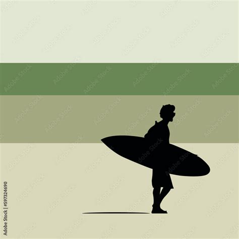 Vector De Surfista Con Tabla De Surf Caminando Por La Playa Vector De