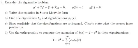 Solved Consider The Eigenvalue Problem Y Y A Y Chegg