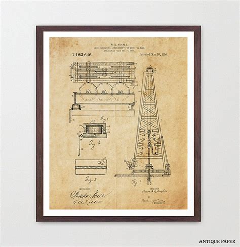 Oil Rig Oil Derrick Art Print Drilling Patent Oil Art