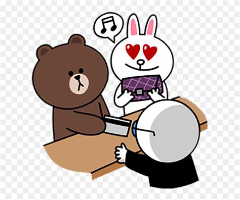 Brown Bear Sticker Line - Brown Bear And Cony Bunny - Free Transparent PNG Clipart Images Download