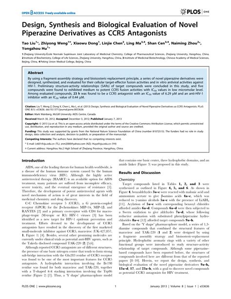 Pdf Design Synthesis And Biological Evaluation Of Novel Piperazine