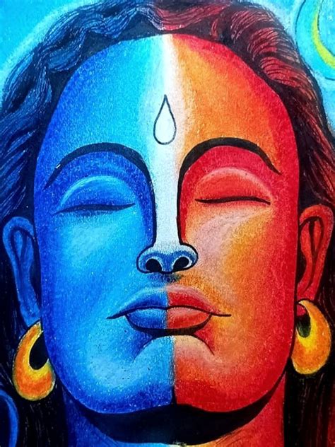 Adiyogi - Lord Shiva | Colorpencil | By Sunil Kumar | Exotic India Art