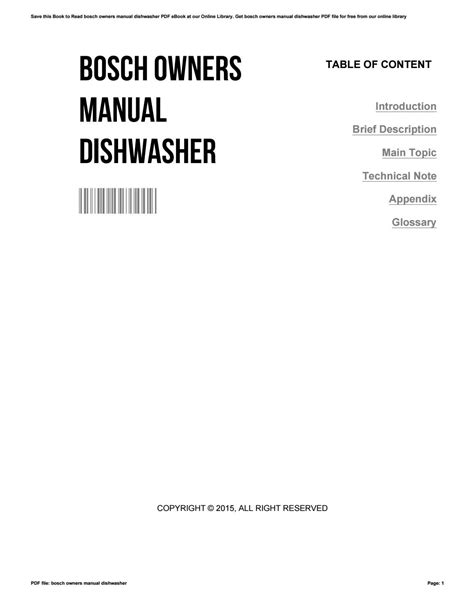 Bosch owners manual dishwasher by GeorgeJohnson22011 - Issuu