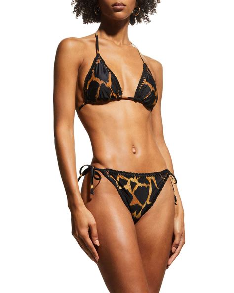 MILLY CABANA Giraffe Print Triangle Bikini Top Multi Editorialist