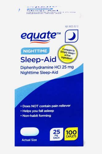 Equate Nighttime Sleep Aid Mg Diphenhydramine Hci Mini Caplets