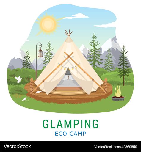 Glamping advertising eco tent camp poster Vector Image