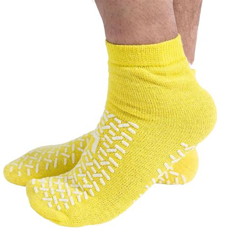 Large Yellow Non Slip Slipper Socks Hospital Socks Interweave