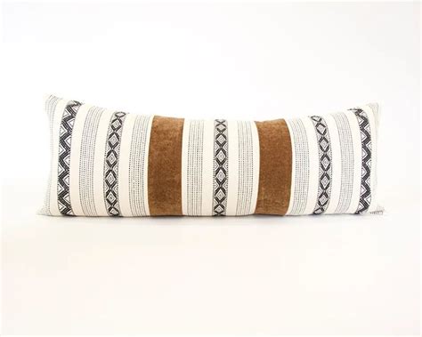 Mix And Match Golden Brown Zig Zag Extra Long Lumbar Pillow 14x36