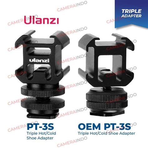 Jual Ulanzi PT S Triple Hot Cold Shoe Mount Adapter For Mic LED Flash Di Seller Cameraindo