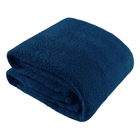 Navy Blue Sherpa Throw Blanket 50x60