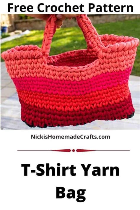 Yarn Bag Crochet Pattern With T Shirt Yarn Nicki S Homemade Crafts