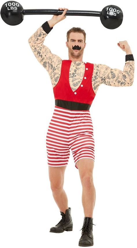 Mens Deluxe Strongman Fancy Dress Circus Costume