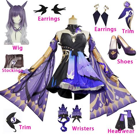 Game Genshin Impact Keqing Cosplay Costume Opulent Splendor Keqing New Skin Outfit Halloween