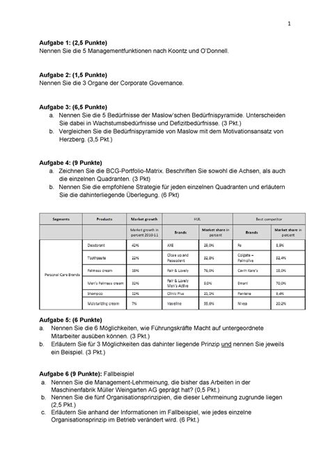 Probeklausur Summer 2014 Fragen Und Antworten 1 Aufgabe 1 2 5