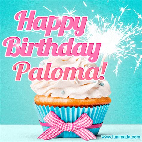 Happy Birthday Paloma Elegang Sparkling Cupcake Image Funimada