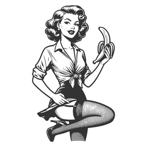 Retro Pin Up Girl In Classic Pose Engraving Vector Image