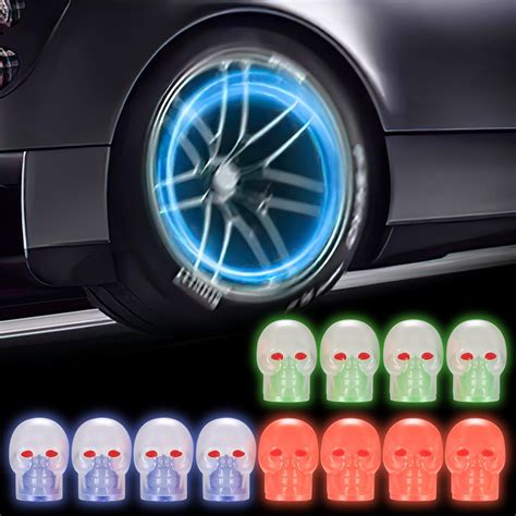 Amazon Glow In The Dark Tire Valve Caps 12 Pcs Fluorescent Car