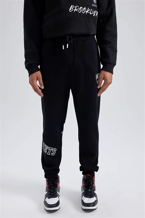 Siyah Erkek DeFactoFit NBA Brooklyn Nets Standart Fit Jogger 2903159