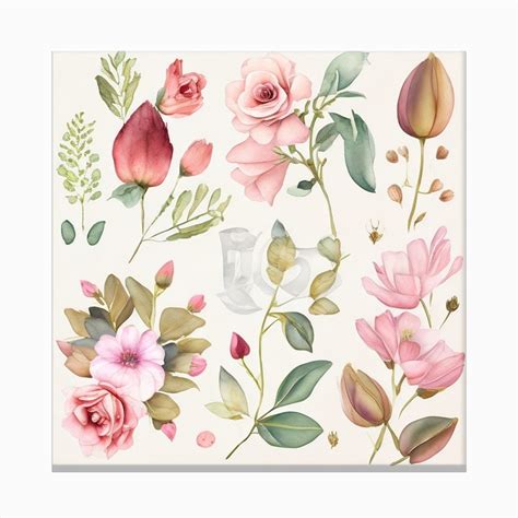 Watercolor Flowers Set 2 Canvas Print By Balram Giri Fy