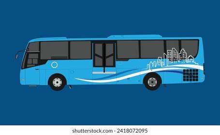 Side Transjakarta Blue Bus Transport Jakarta Stock Vector Royalty Free