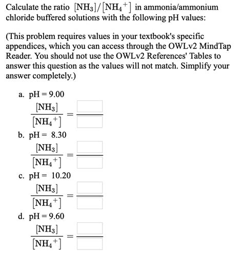 Calculate The Ratio Nh3] [nh4 In Ammonia Ammonium