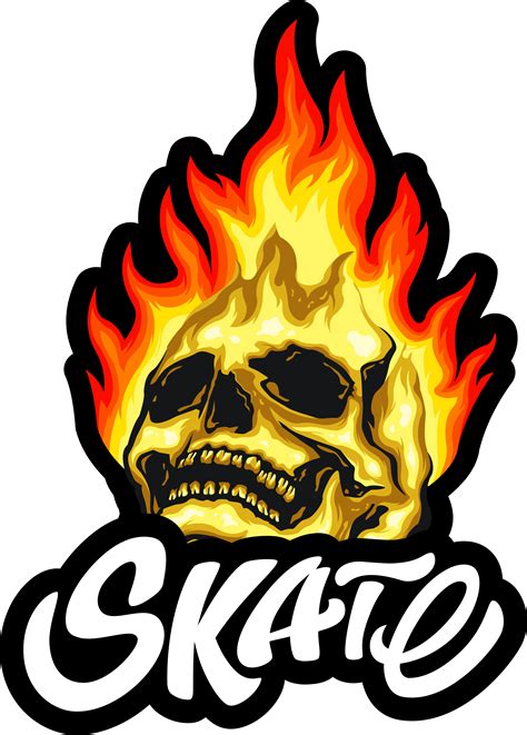 Flame Skull Skateboard Sticker Tenstickers