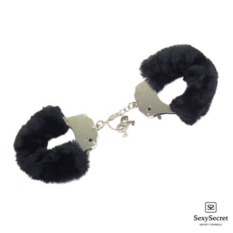 Roomfuns Black Furry Handcuffs Sexy Secret