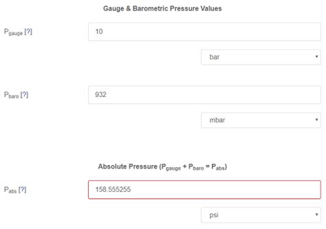 Gauge + Barometric to Absolute Pressure Calculator