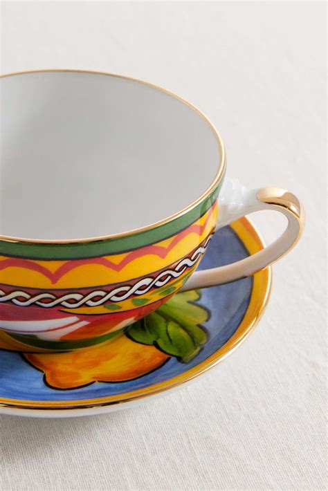 Dolce Gabbana Printed Porcelain Tea Cup And Saucer Set Net A Porter