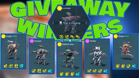 War Robots Gothic Fainter Giveaway Winners Beacon Rush Gameplay YouTube