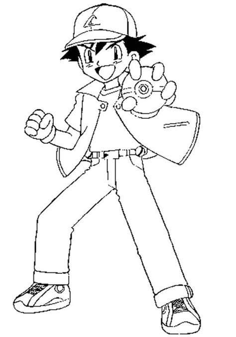 Ash Ketchum And Pokeball Coloring Page Free Printable Coloring Pages