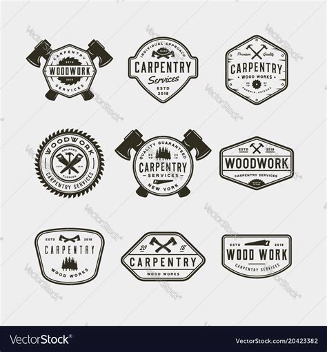 Set Of Vintage Carpentry Logos Royalty Free Vector Image