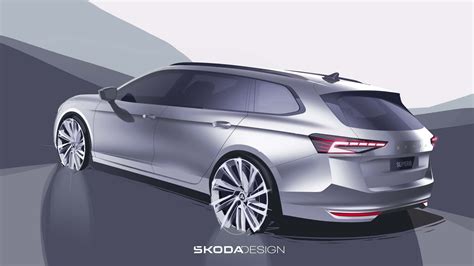 Neuer Skoda Superb 2024 Zeigt Seine Serienoptik Auf Skizzen