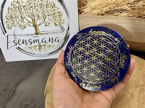 Disque De Rechargement Lapis Lazuli Fleur De Vie Mots Positifs