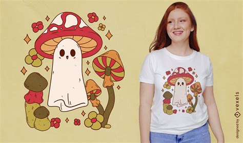 Mushroom Ghost T-shirt Design Vector Download