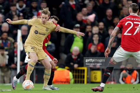 Frenkie De Jong Of Fc Barcelona Bruno Fernandes Of Manchester United