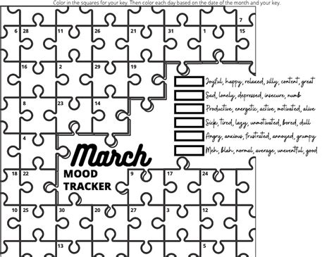 Printable Mood Tracker Puzzle Pieces Etsy