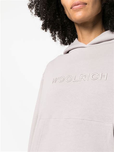 Woolrich Logo Embroidered Fleece Hoodie Farfetch