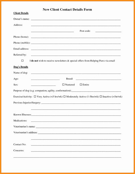 Free Printable Customer Information Sheet Hot Sex Picture