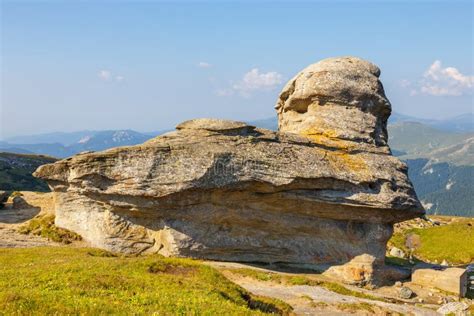 The Sphinx Geomorphologic Rocky Structures In Bucegi Mountains Stock