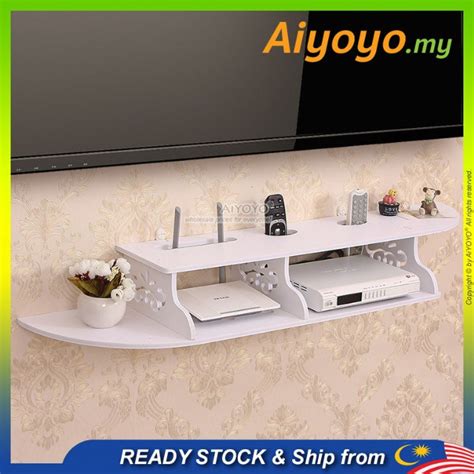 Wall Mount Storage Shelf Holder Stand Rack Tv Box Astro Router Player Modem Wifi Box Rak Dinding