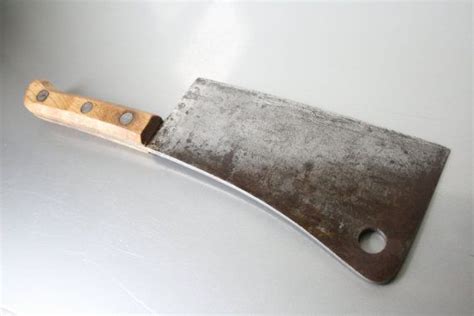 Rare Antique Meat Cleaver Russell Green River Works Light Etsy