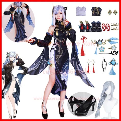 Shen Ele Cosplay Traje Frostflower Vestido De Orvalho Genshin Lanterna De Impacto Rite Shenhe