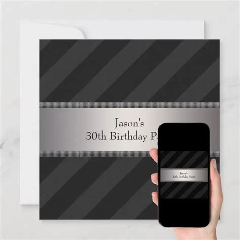 Black Stripe Mans 30th Birthday Party Invitation Zazzle