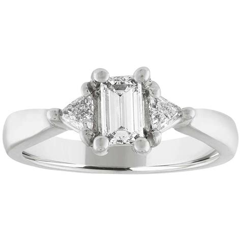 Three Stone Emerald Cut Diamond Ring At 1stdibs