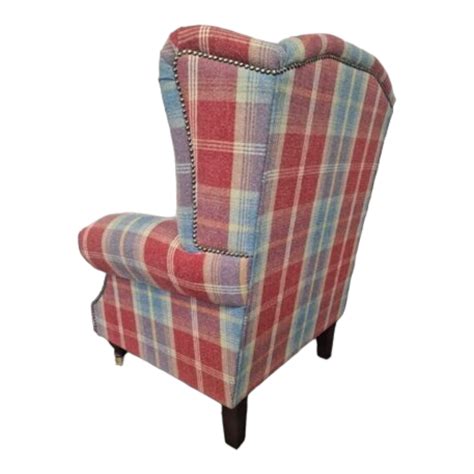 Accent Wing Back Queen Anne Cottage Chair Balmoral Ruby Tartan Fabric