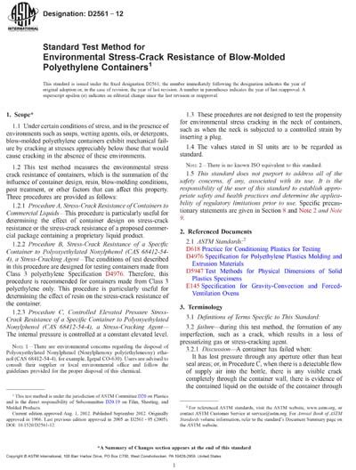 Astm D Standard Test Method For Environmental Stress Crack