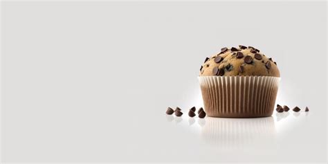 Muffin Con Trocitos De Chocolate Aislado Sobre Un Fondo Blanco Con